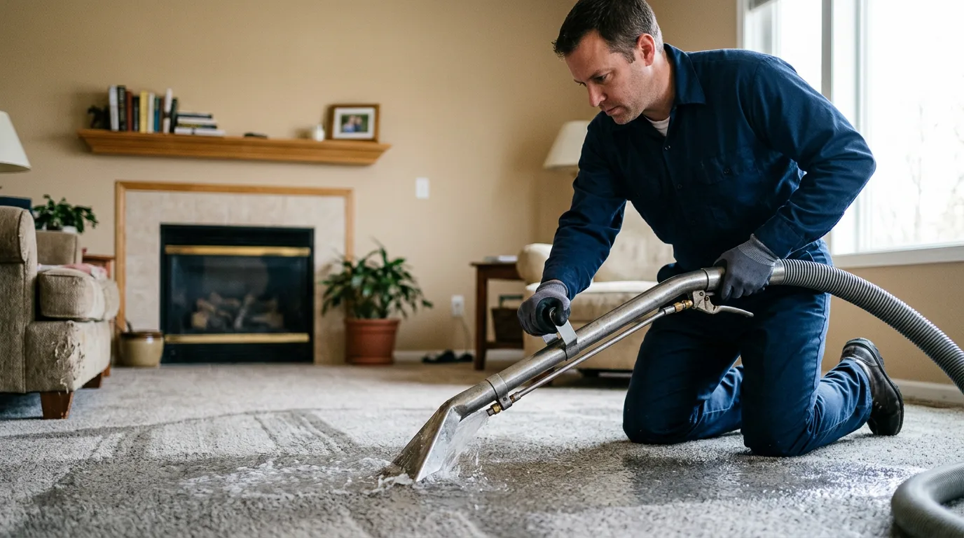 Water damage restoration technician working near Clarksville, MO